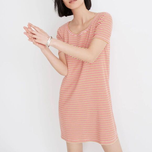 Madewell Short Sleeve Ribbed Striped Mini T-Shirt Dress Small - Picture 1 of 11